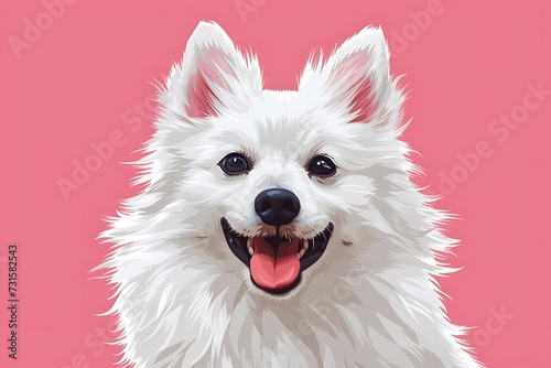 American Eskimo Dog Happy face on the pink background © Yeashin