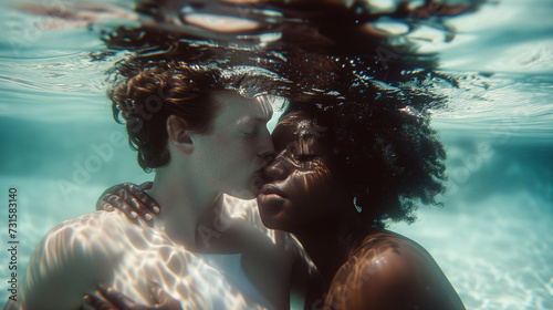Underwater Romance A Couple's Tender Face-to-Face Moment