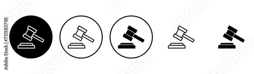 Gavel icon set. judge gavel icon vector. law icon vector. auction hammer