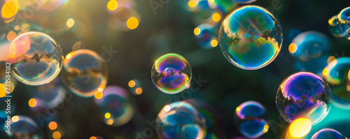 A Bunch of Soap Bubbles Floating in the Air