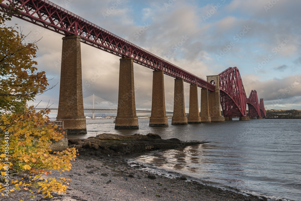 Forth Rail Bridge in Edinburgh, Scotland, connecting the towns of North and South Queensferry