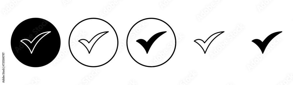 Check mark icon set. Check mark icon. Tick mark symbol vector Check mark icon set. Check mark icon. Tick mark symbol vector