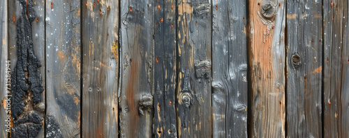 Close Up of a Peeling Paint Wooden Fence