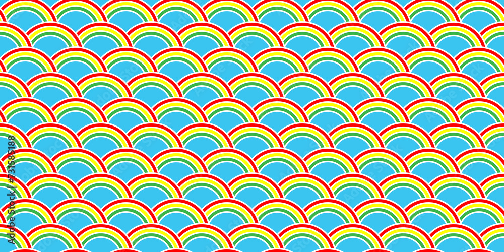 Sunny Rainbow Arcs on Light Blue, A sunny pattern with rainbow arcs set against a light blue sky-like background, ideal for summer-themed designs or cheerful home decor Sunny Rainbow Arcs on Light Blue, A sunny pattern with rainbow arcs set against a light blue sky-like background, ideal for summer-themed designs or cheerful home decor