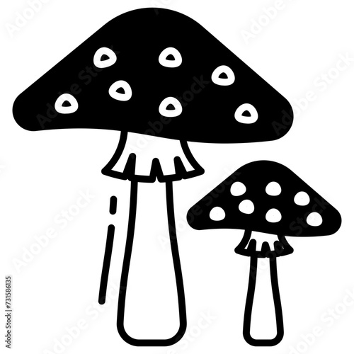 amanita glyph and line vector illustration