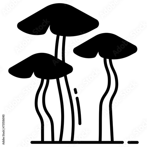 brown cap boletus glyph and line vector illustration