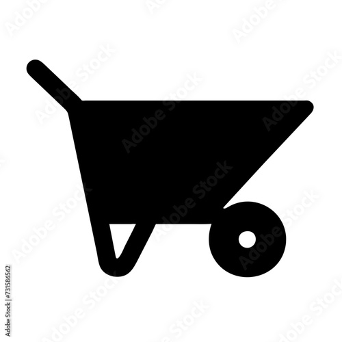 Black silhouette vector of a wheelbarrow tool in garden