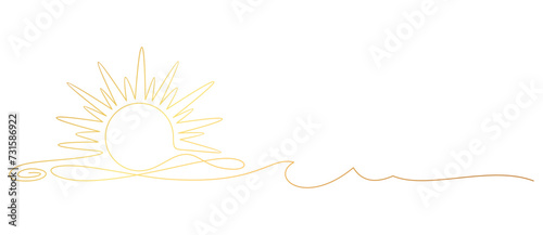 Sun with Line Waves. Element Summer Vector