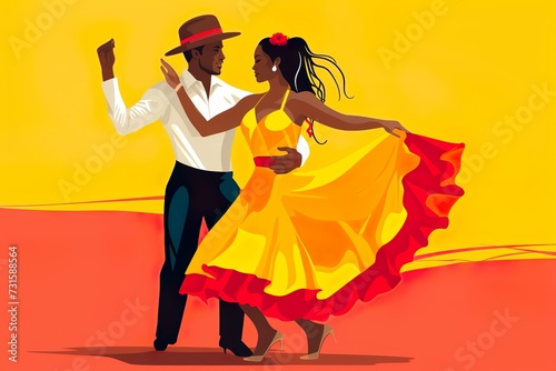 beautiful colombian folk dance illustration 