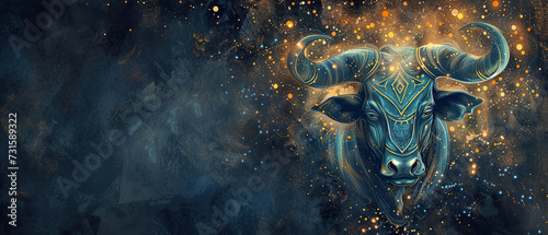 Image of a Zodiac taurus background, with empty copy space 