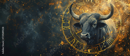 Image of a Zodiac taurus background  with empty copy space 