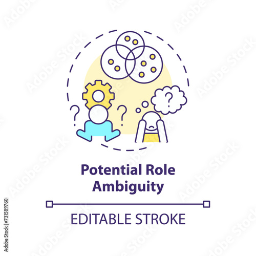 Potential role ambiguity multi color concept icon. Insufficient information to complete tasks. Round shape line illustration. Abstract idea. Graphic design. Easy to use in promotional material