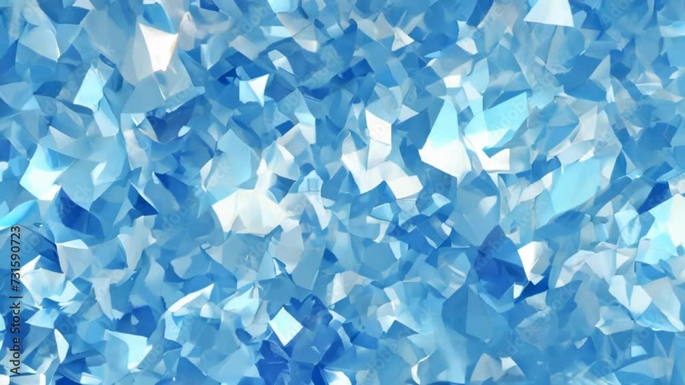 Polygonal pattern composed of various tones of blue. Each shape is randomly arranged, creating a visual effect that evokes ice crystals and a sense of coldness.
