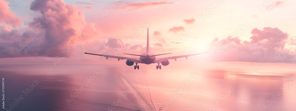 the plane flies in pink clouds the plane flies in pink clouds