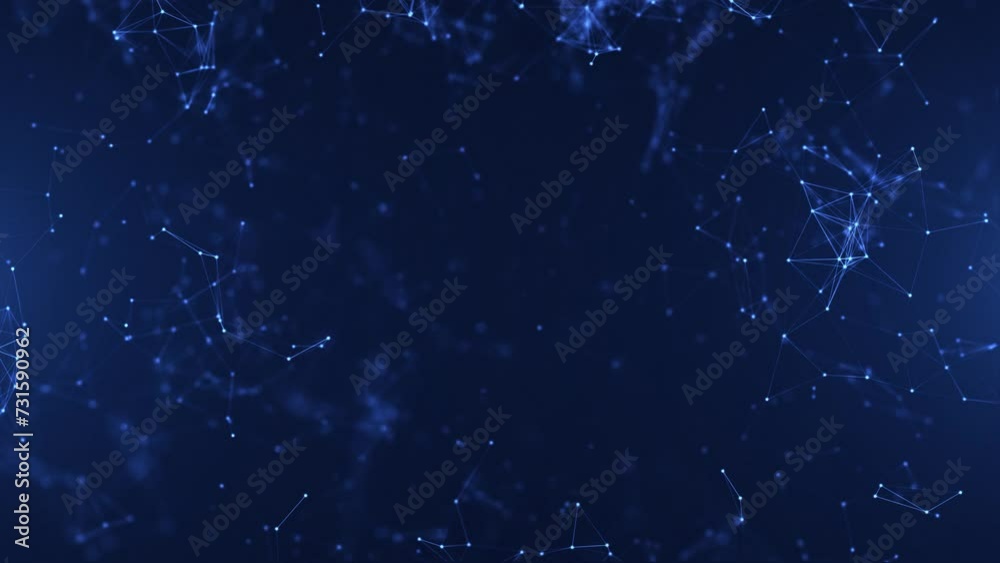 Abstract futuristic background with plexus of lines, dots and triangles, digital technology, big data, high-speed connection visualization..