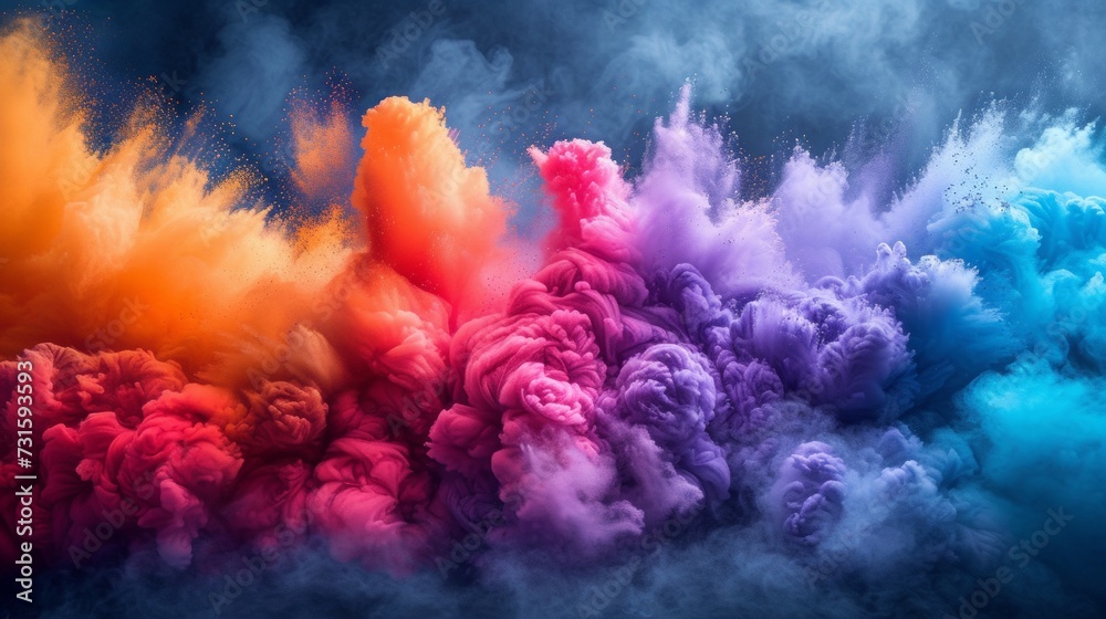 Colorful Cloud of Smoke on Dark Background