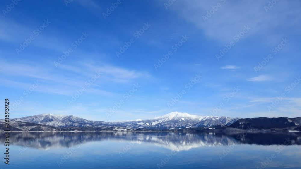 タイムラプス 青空と雲の動き 田沢湖と駒ヶ岳 2月の風景 タイムラプス 青空と雲の動き 田沢湖と駒ヶ岳 2月の風景