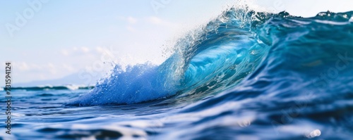 Majestic Blue Wave in the Middle of the Ocean