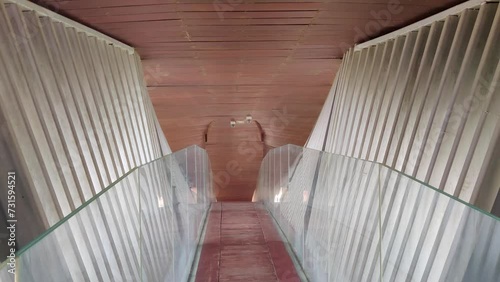 Pedestrian Bridge Corridor in the City Underground Architecture Perspective photo