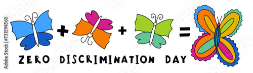 First of March. Zero discrimination day. Colorful poster, banner
