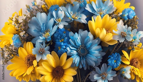 青と黄色の花束