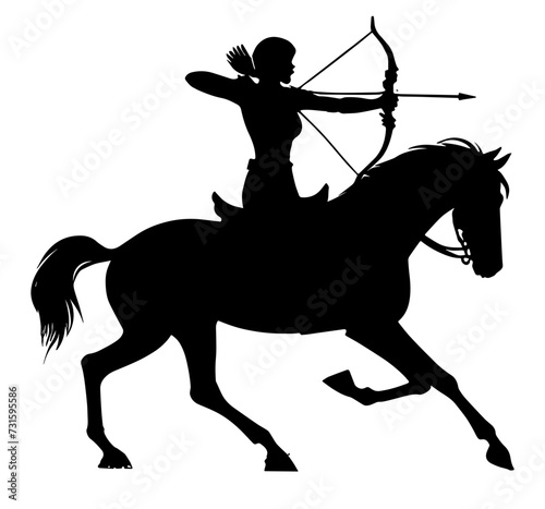 Mounted Female Archer Archery Silhouette