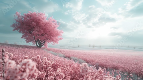 pink spring landscape