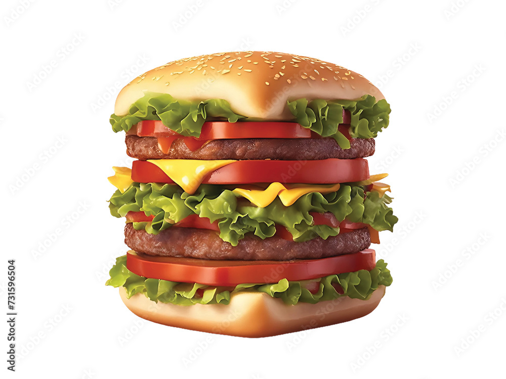 Double cheeseburger, Classic Burger, Seaburger, Chicken Burger. with ingredients Close up isolated with transparent background png, appropriate for Fast Food advertising Double cheeseburger, Classic Burger, Seaburger, Chicken Burger. with ingredients Close up isolated with transparent background png, appropriate for Fast Food advertising