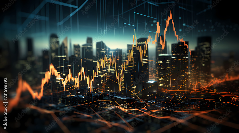 Fototapeta premium Stock market abstract background, economic and infographic concept