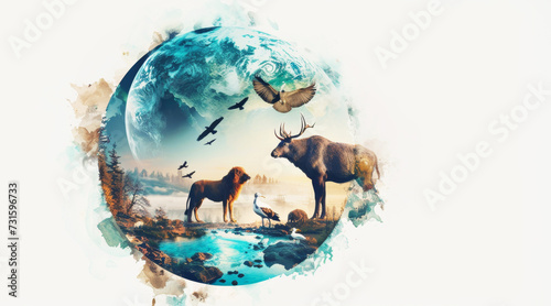 World Wildlife Day concept. Animal silhouettes. Wildlife protection.