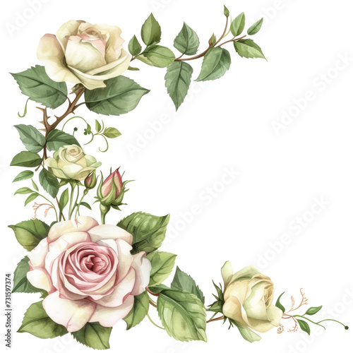A beautiful rose bouquet in a vase, symbolizing love and romance on A beautiful day, Free space for write a greeting message. isolated on white background . png