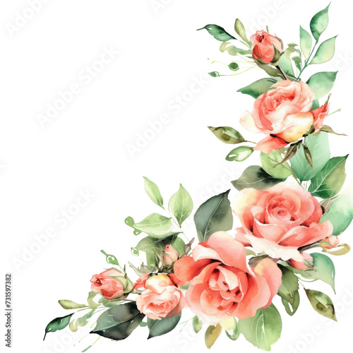 A beautiful rose bouquet in a vase, symbolizing love and romance on A beautiful day, Free space for write a greeting message. isolated on white background . png © PlumPrum Stocker