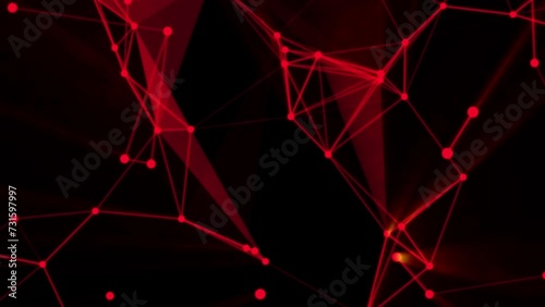 Abstract red background, Plexus, Polygon, Technology concept, Backdrop, 4k Resolution.
