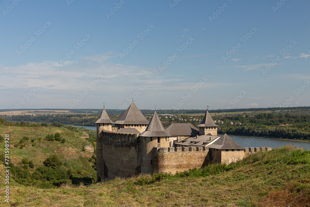 View of the historic Khotyn fortress on a sunny day. Ukraine View of the historic Khotyn fortress on a sunny day. Ukraine