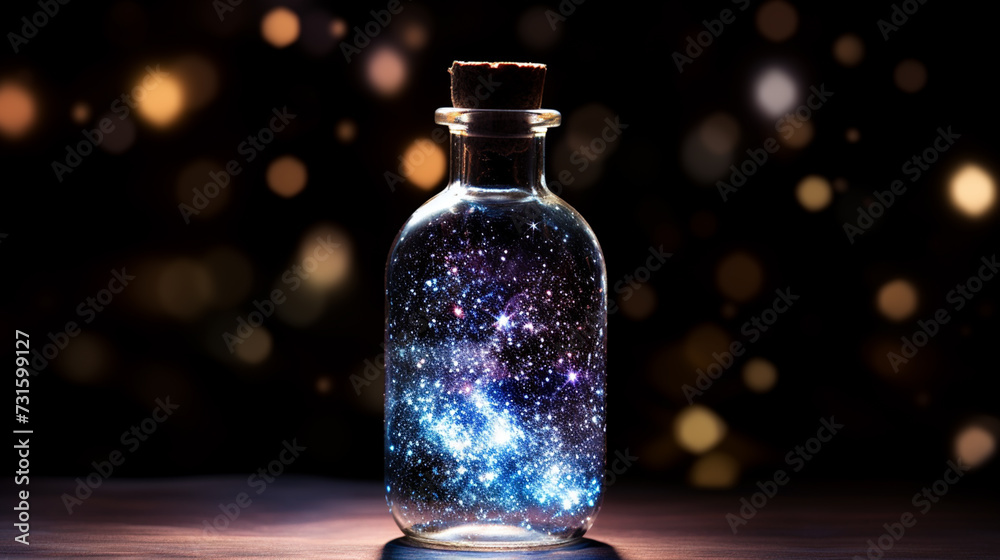 Love elixir, magic spell or poison in glass bubble.