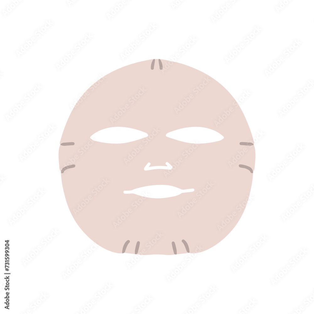 Hand-drawn face mask, beauty cosmetic element, self care. Illustration for beauty salon, cosmetic store, makeup design. Colored flat style.