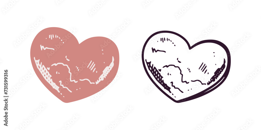 Hand-drawn heart shaped bathroom bomb, beauty cosmetic element, self care. Illustration for beauty salon. Colored flat and black doodle style. Hand-drawn heart shaped bathroom bomb, beauty cosmetic element, self care. Illustration for beauty salon. Colored flat and black doodle style.