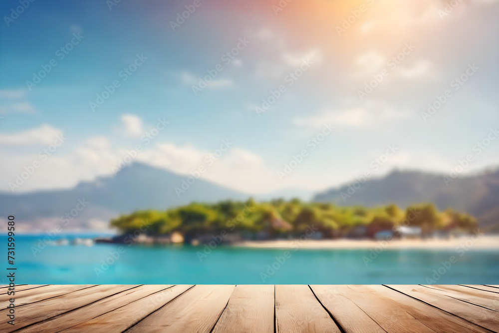 Fototapeta premium summer vacation banner concept on sea beach background with copy space.