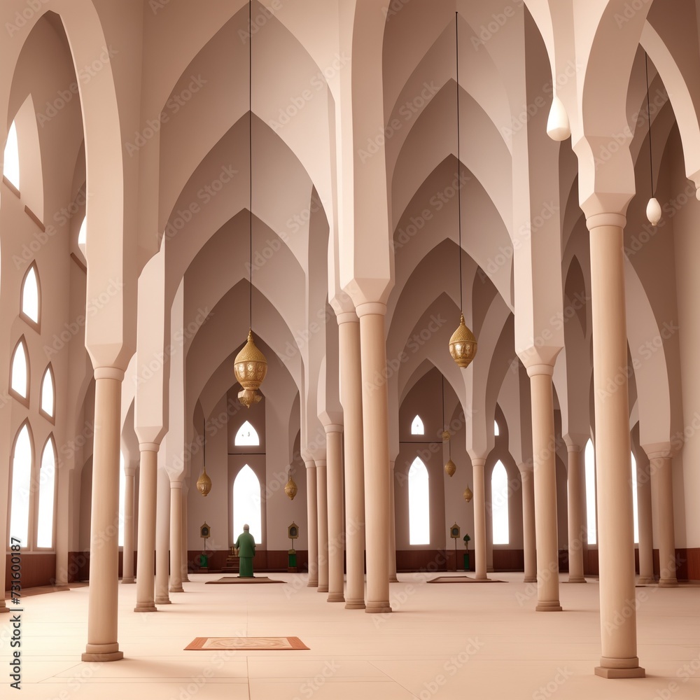 Islamic background with magnificent mosque create with generative AI. AI generated