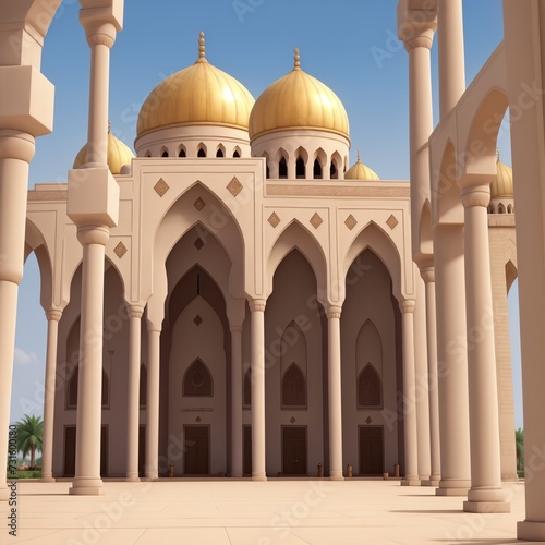 Islamic background with magnificent mosque create with generative AI. AI generated