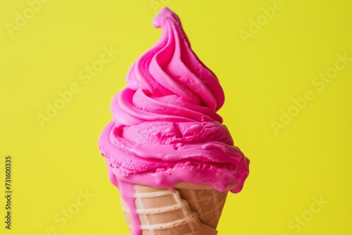 Wallpaper Mural bold highlighter pink ice cream in a cone on a highlighter neon yellow background Torontodigital.ca