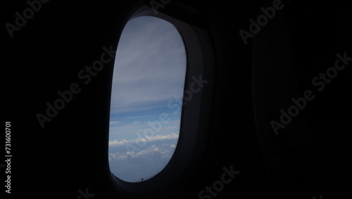 beautiful clean clouds in the sky, photo from airplane window.