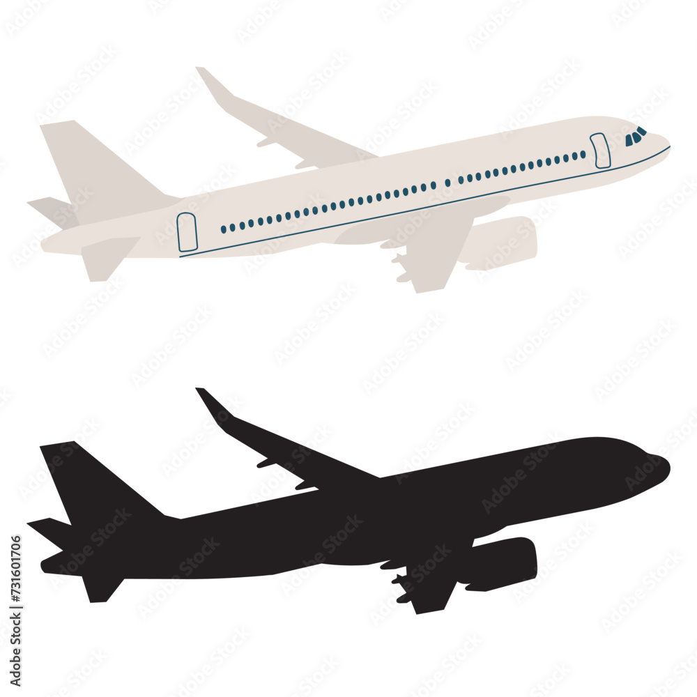 flying airplane in flat style vector flying airplane in flat style vector
