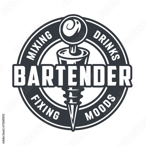 Wallpaper Mural Bartender bottle stopper for bartending. Mixologist or barman logo with stopper or cocktail bar tool Torontodigital.ca
