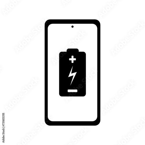 Smartphone Battery Charging Filled Icon | Accumulator and Plus Minus Sign | Smartphone Charging