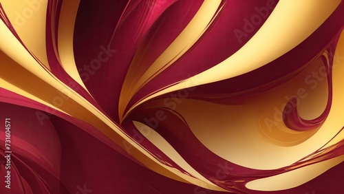 Vibrant Maroon and gold flowing in a smooth wave of abstract Background