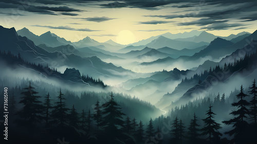 Stunning mountains  panoramic peaks PPT background