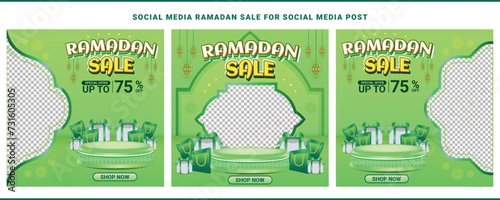 Ramadan mubarak sale promo square banner social media background template