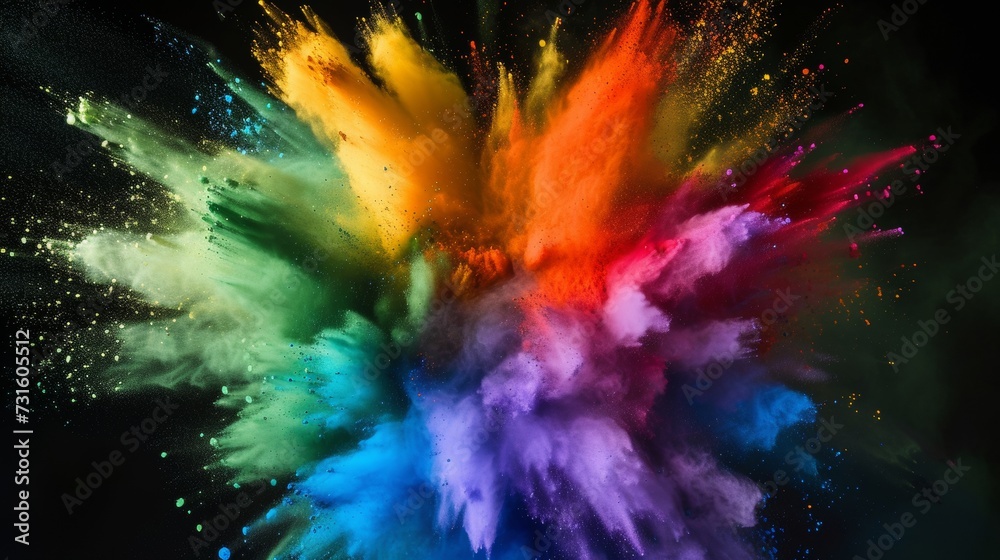 Vibrant Color Explosion on Black Background Vibrant Color Explosion on Black Background