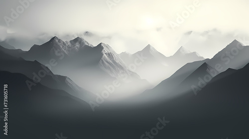 Stunning mountains, panoramic peaks PPT background © ma